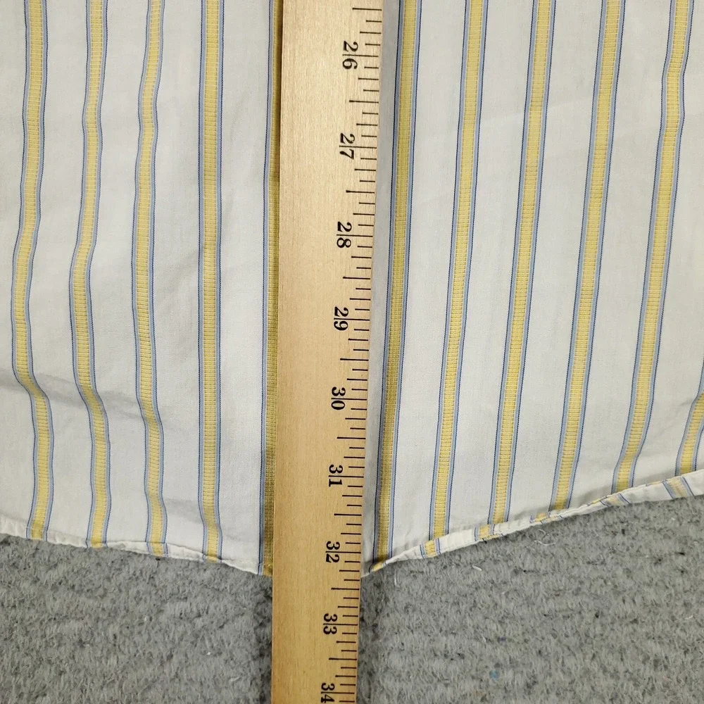 Faconnable Shirt Mens Large Yellow Striped Casual Button Up Long Sleeve * - Picture 7 of 9